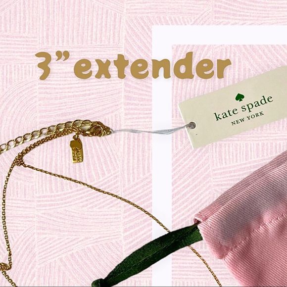 KATE SPADE Pink Bow Gold Row Shoppe Neclace - Picture 5 of 12